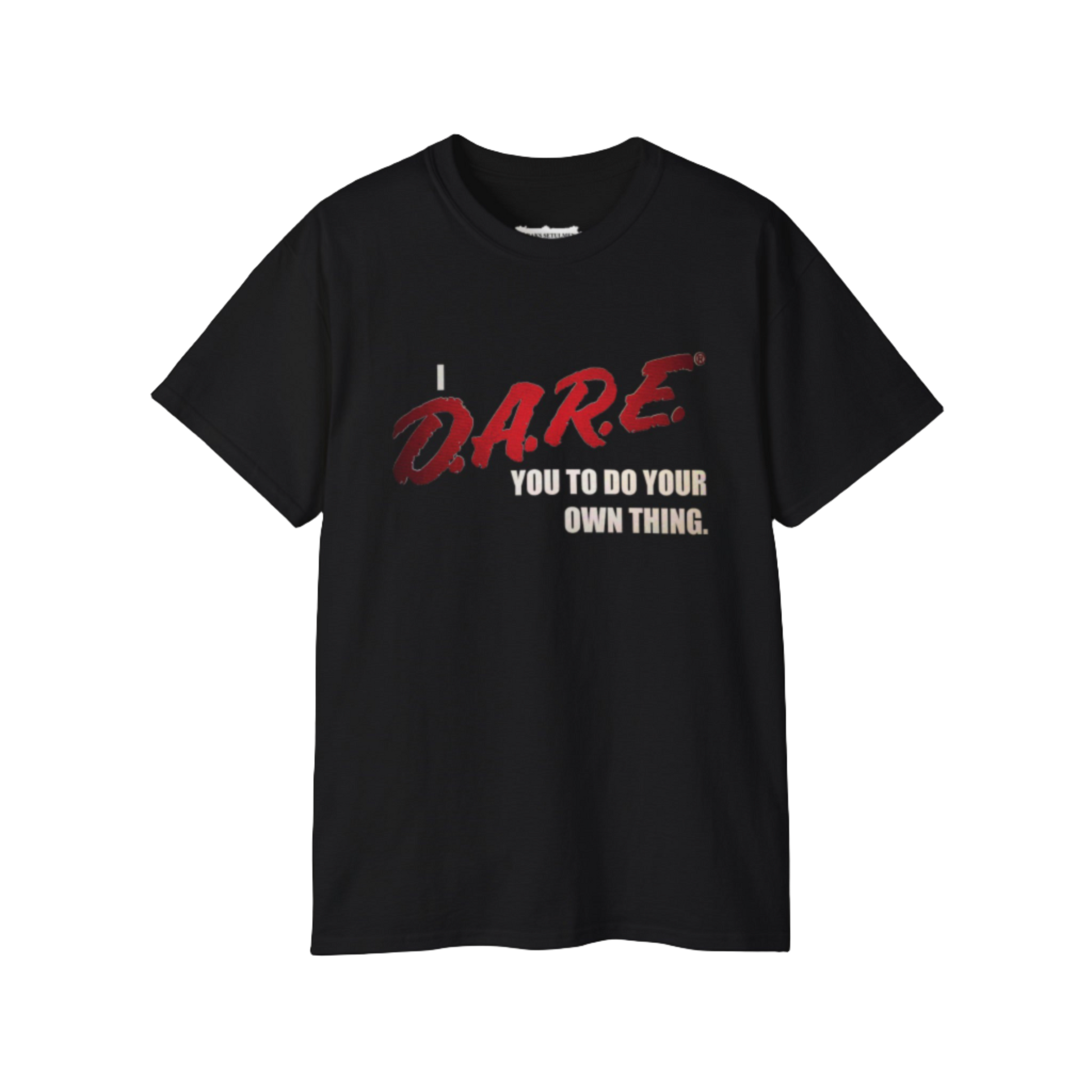 Black tee w/ D.A.R.E inspired graphic